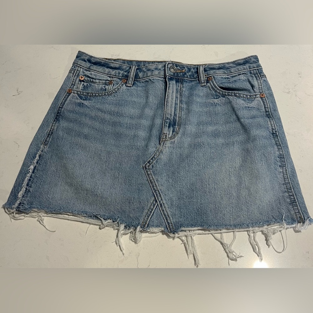 American Eagle Frayed Jean Skirt